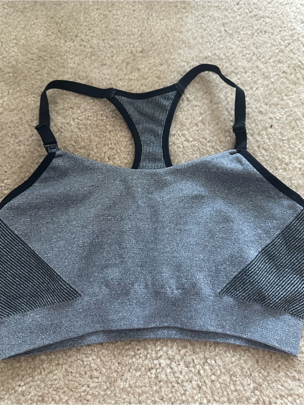 🌸 Auden Lightly Lined Nursing Yoga Bra | Women’s XL | NWOT | Gray & Black 🌸